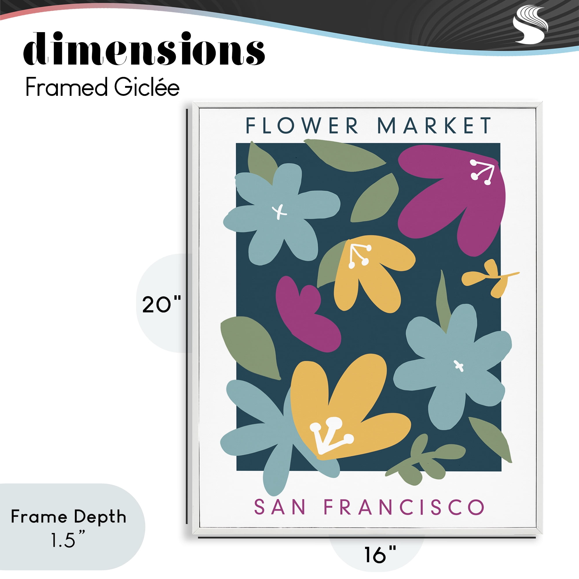 Stupell Industries Whimsical Flower Market White Framed Giclee Art, design by Anna Quach