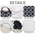 thumbnail image 7 of Sea Team Moroccan Lattice Pattern Canvas Fabric Storage Basket Collapsible Geometric Design Storage Bin with Drawstring Cover and PU Leather Handles, 16.5 x 11.8 x 9.1 inches, Navy, 7 of 7