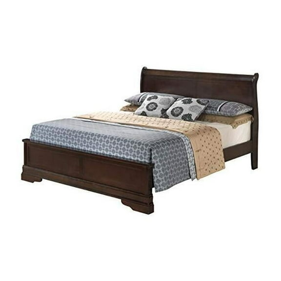 Glory Furniture Louis Phillipe Full Panel Bed in Cappuccino