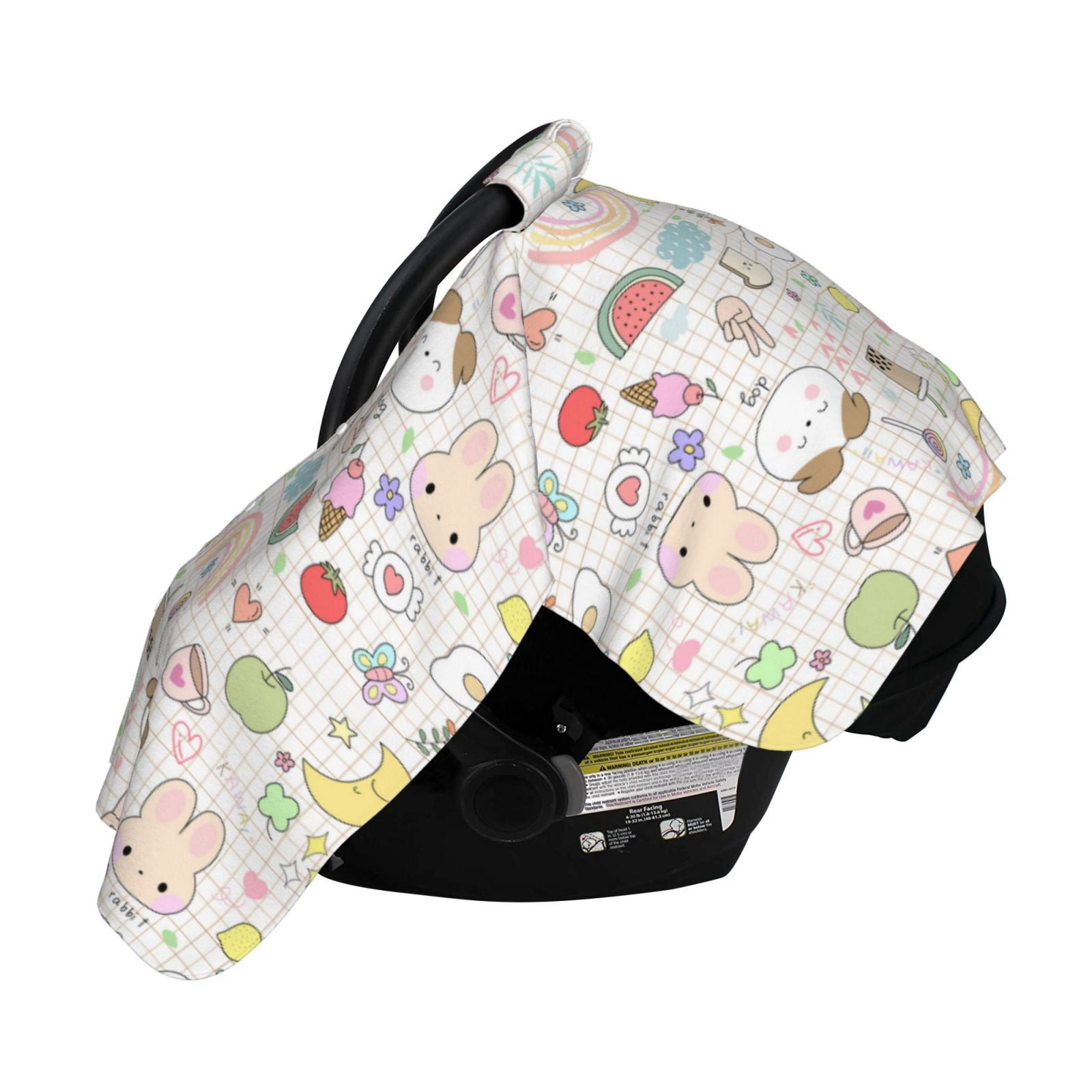 Naloa Summer Rabbit Baby Car Seat Cover, Breathable Baby Carrier Cover, Multiuse Baby Carrier Cover & Nursing Breastfeeding Cover