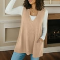 thumbnail image 2 of Ediodpoh Solid Knit Sweater Vest with Collar and Pocket Autumn Winter Sleeveless Pullover Sweater Vest Women for Casual Warm Fashion Khaki L, 2 of 6