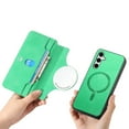 thumbnail image 2 of For Samsung Galaxy A54 5G Case with RFID Blocking Card Holder for Women Men,Compatible with MagSafe,Detachable Wallet 2 in 1 PU Leather Magnetic Snap Flip Kickstand Zipper Pouch Phone Case,Green, 2 of 11