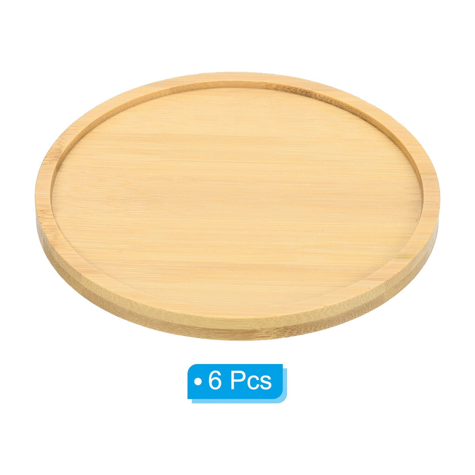 Unique Bargains Plant Saucer Bamboo Planter Saucer Drip Tray Round Plant Trays 13cm 6pk