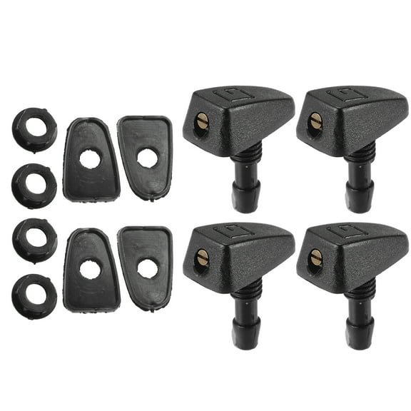Universal Adjustable Windshield Washer Nozzles Kit Windshield Wiper Washer Nozzle Spray Jet Black 4 Pcs