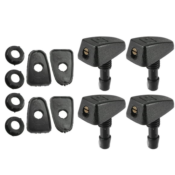 Unique Bargains Universal Adjustable Windshield Washer Nozzles Kit Windshield Wiper Washer Nozzle Spray Jet Black 4 Pcs