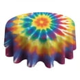 thumbnail image 4 of Colorful Rainbow Tie Dye Spiral Pattern Round Tablecloth 60"x60",Wrinkle Wipeable Table Cloth for Kitchen Dining Room Picnic Patio Party, 4 of 6