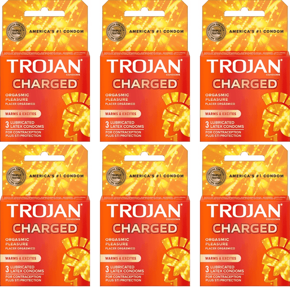 Trojan Charged Intensified Lubricated Condoms 6 Pack