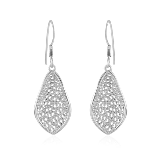 Plain Silver Leaf Dangle Earrings for Woman Handmade with 925 Sterling Silver Earrings for Women Gift Anniversary Graduation Gift