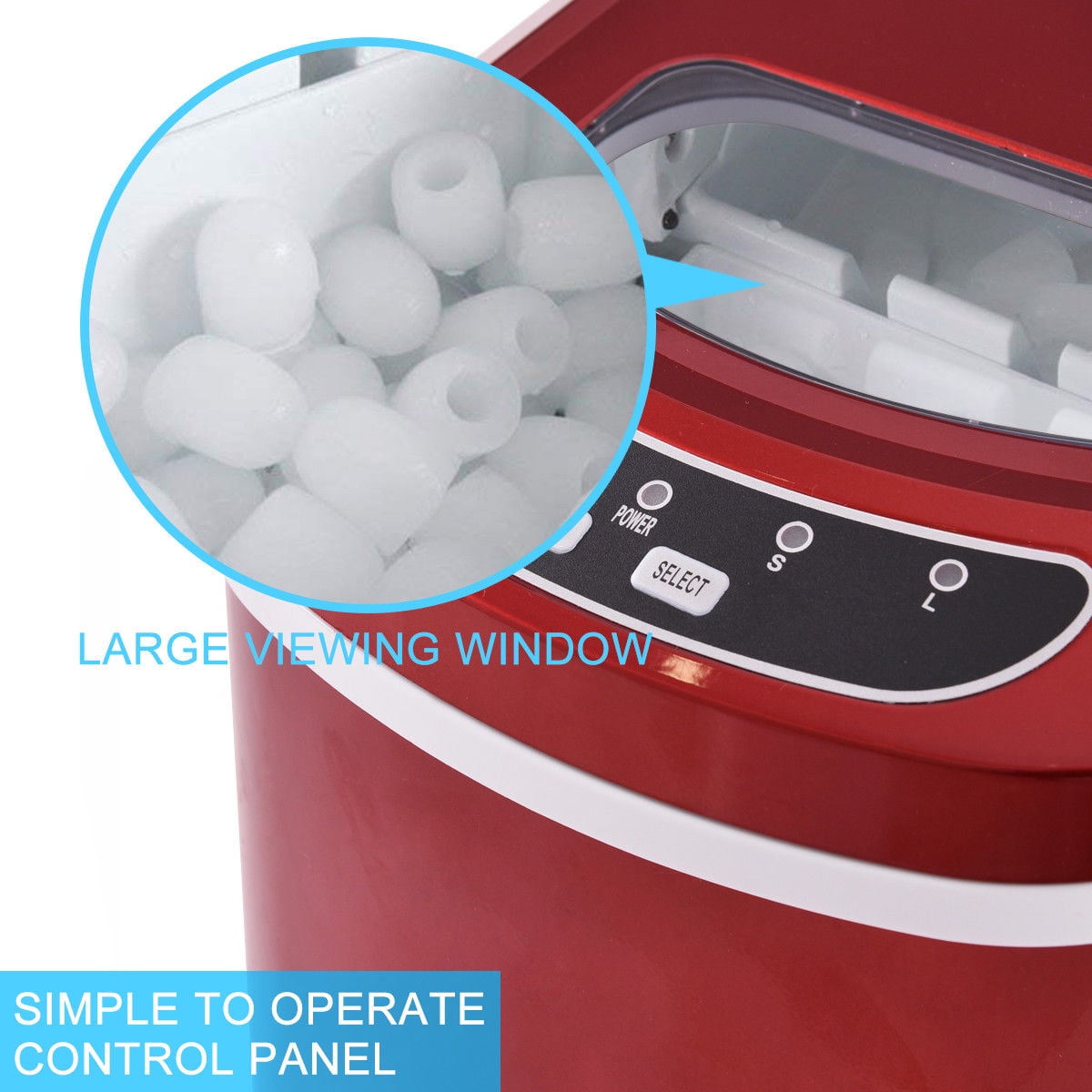Costway Red Portable Compact Electric Ice Maker Machine Mini Cube 26lb/Day - 3