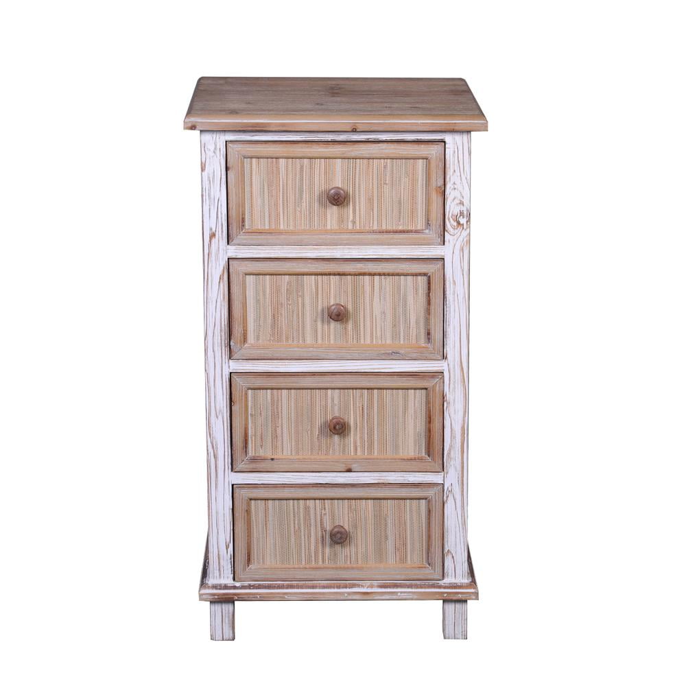 Luxen Home Natural and WhiteWashed Wood Accent End Table