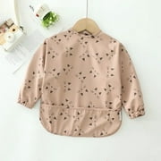 Cute Baby Bibs Toddler Baberos Bavoir Waterproof Long Sleeve Apron Cartoon Animals Children Feeding Smock Bib Baby Stuff 4 M(12-36 months)