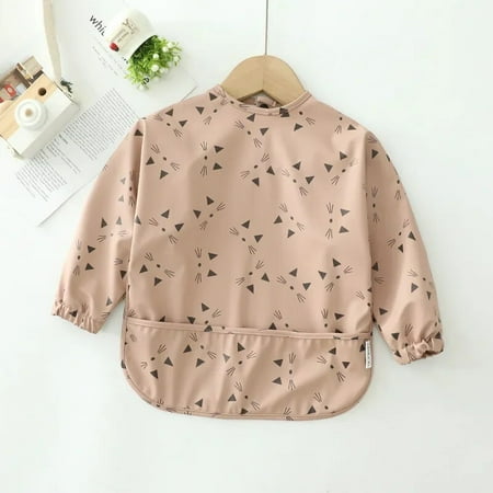 Cute Baby Bibs Toddler Baberos Bavoir Waterproof Long Sleeve Apron Cartoon Animals Children Feeding Smock Bib Baby Stuff 4 M(12-36 months)