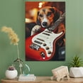 thumbnail image 2 of American Foxhound Dog Playing Electric Guitar Wall Canvas Size 8x12 – American Foxhound Canvas Art for Dog Lovers, Electric Guitar Canvas Wall Decor, 2 of 5
