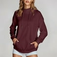 thumbnail image 2 of Yuannlog Womens Hoodies Autumn Solid Color Basic Tops Hooded Hoodies With Side Pockets Streetwear Pullovers Loose Oversized Lightweight Tops, 2 of 9
