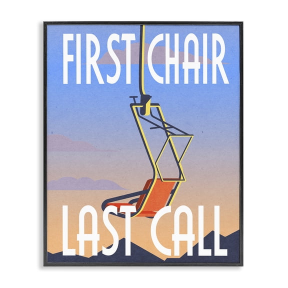 Stupell Industries Eclectic First Chair Last Call Winter Ski Sport Phrase Black Framed Giclee Art, 11 x 14, by Lil' Rue