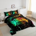 thumbnail image 3 of Castle Fairy Teens Teal Orange Gamepads Twin Comforter Sets,Abstract Graffiti Bedding Set, 3 of 8