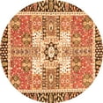 thumbnail image 1 of Ahgly Company Indoor Round Abstract Orange Modern Area Rugs, 3' Round, 1 of 4