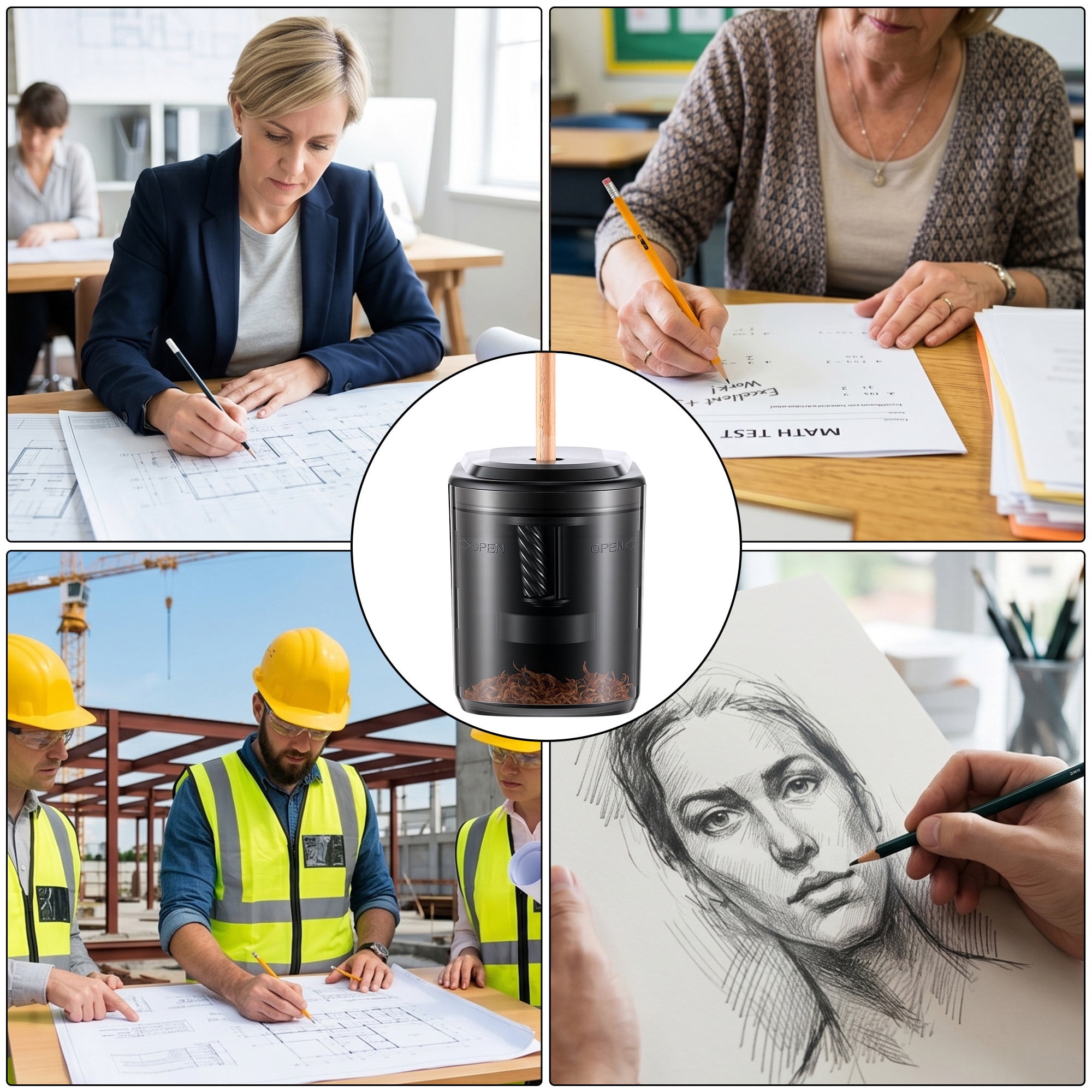 Heavy Duty Electric Pencil Sharpener, Small Automatic Pencil Sharpener with Spiral Blades for Office, Art & Drawing