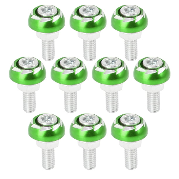 10uds 6mm Metal Motocicleta Licencia Placa Marco Perno Tornillo Verde