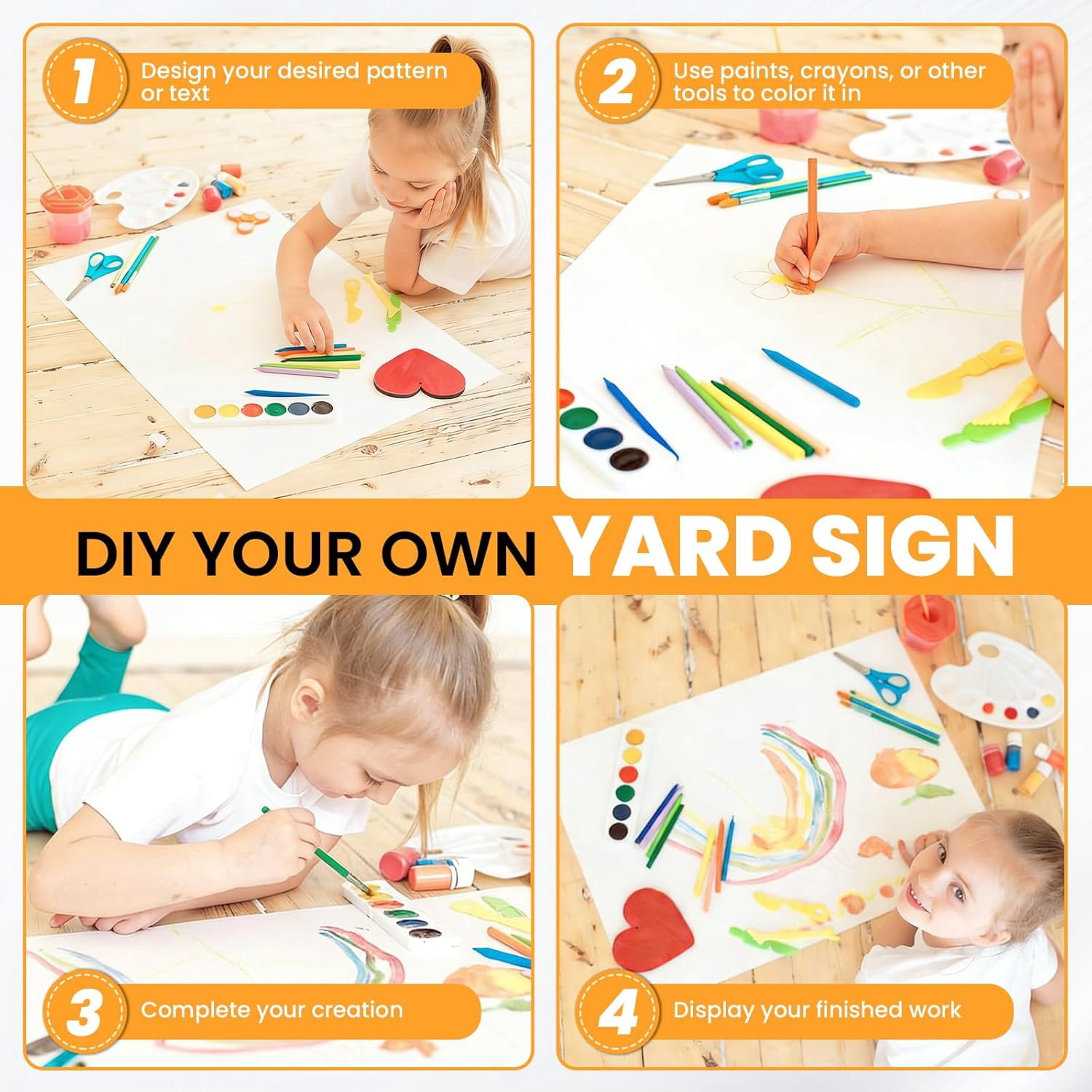 15 Pack Yard Signs with Metal Stakes, Corrugated Plastic Board for Sale Sign Outdoor, Rent, Guidepost, Garage Sale Signs