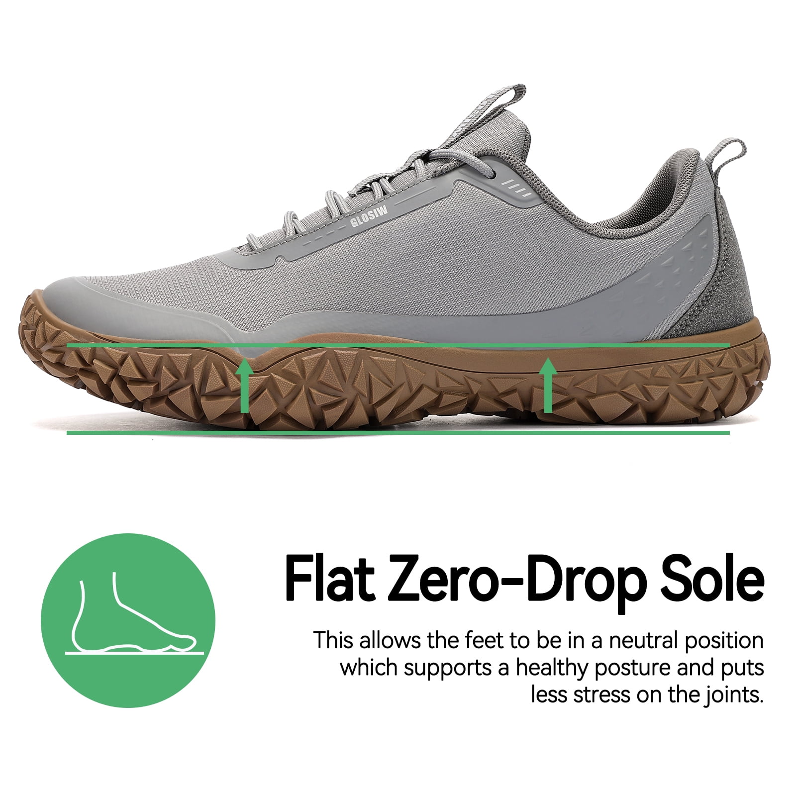GLOSIW men Sneakers,Wide Toe Box Shoes men Zero Drop Barefoot Shoe Men Trail Running Shoe Non-Slip Lightweight Walking Hiking Shoes Cross-training