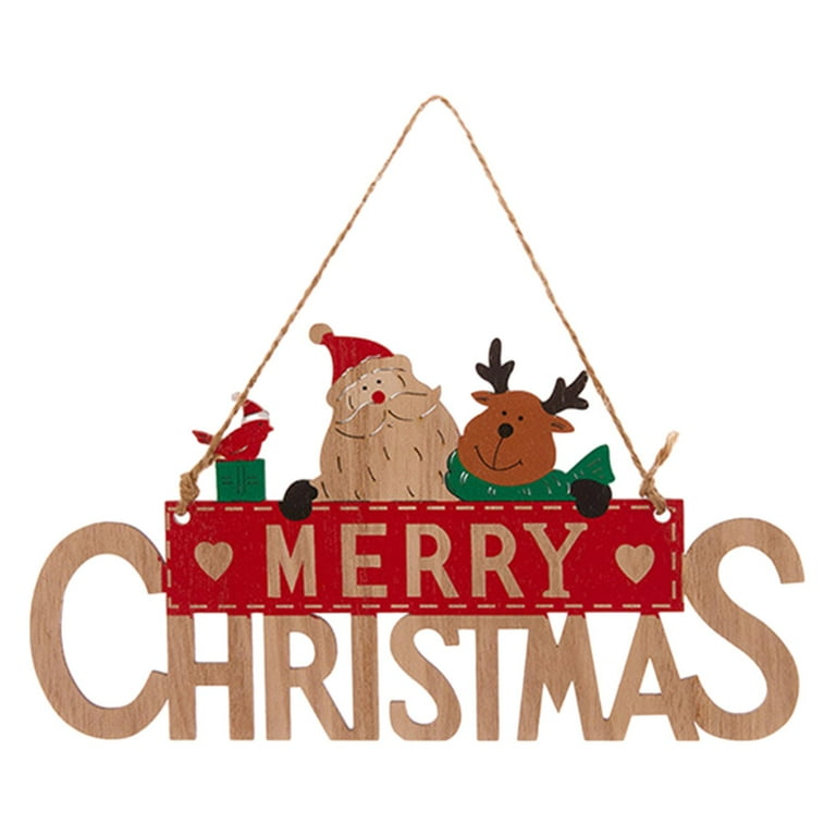 Merry Christmas Wooden Door Hanging Sign Christmas Plaque Sign for