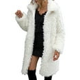 thumbnail image 2 of Women Faux Fur Winter Coats Comfort Warm Outerwear Open Front Long Cardigan Overcoat Jacket Cream White S, 2 of 9
