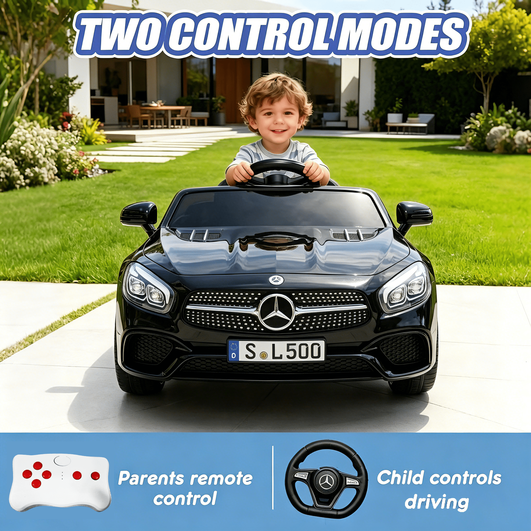 Licensed Benz CLS 350 12V Electric Ride on Toys with Bluetooth Music, LED Lights, Spring Suspension, Power Car Wheels, Electric Car for Kids with Parent Remote Control (Black)