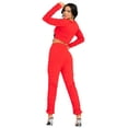 thumbnail image 3 of A2Y Women's 2 Pieces Long Sleeve Crop Top and Stacked Detail Jogger Pant Set Red S, 3 of 3