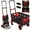 Red, variant on Pirecart 2 in 1 Folded Hand Truck with 4 Wheels & Folding Basket, Platform Cart Dolly with Retractable Handle and 2 Elastic Ropes, 330 lbs
