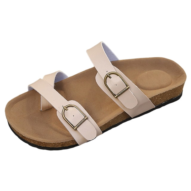 DAFEI Sandales à Plateforme en Cuir pour Femmes Chaussures Sandales Compensées Épaisses Sandales pour Femmes avec Semelle Intérieure en Mousse à Mémoire et Semelle Intérieure en Liège