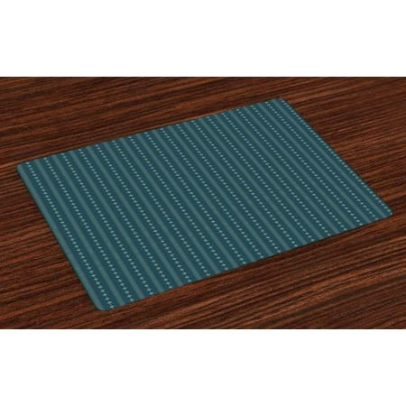 Teal Table Decor Teal and Yellow Placemats Set of 4 Pattern with Vertical Abstract Ornaments Rhombus Forms and Lines, Washable Fabric Place Mats for Dining Room Kitchen Table Decor,Dark Teal Pale Yellow, by Ambesonne ()