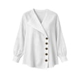 thumbnail image 4 of Womens Long Sleeve Cardigan Open Front V Neck Button Down Business Casual Blouse Top, 4 of 7