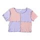 thumbnail image 1 of Gibobby Blusas Manga Larga Niñas Niñas Colorblock Oreja Borde Cuello redondo Acanalado Punto Manga corta Ropa Verano Casual Top （Rosa， 7-8Años), 1 of 5