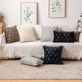 thumbnail image 4 of Pack of 2 Faux Wool Throw Pillow Covers 18x18 Inches Soft Couch Cushion Cover with Velvet Decorative Cushion Cover for Living Room, Bedroom,Car,Office (Black), 4 of 15