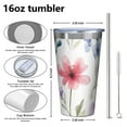 thumbnail image 4 of 16oz Tumblers Watercolor Floral Pattern Stainless Steel Vacuum Insulated Double Wall Travel Tumbler Cups Mug with Lid and Straw,Cleaning Brush for Coffee,Tea, 4 of 4
