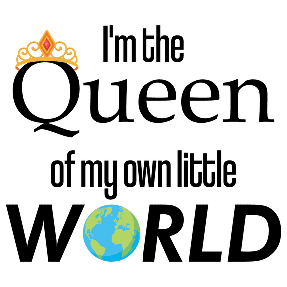 Girls Bedroom Multicolored Decoration Inspirational Quotes Design Vinyl Wall Lettering Art Decal - I'm The Queen Of My Own Little World | 22" x 28" Home Living Room Crown & Globe Wall Decor Sticker