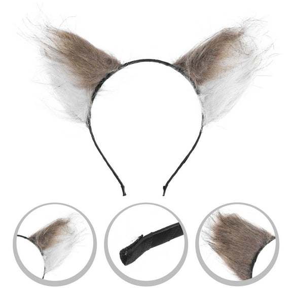 KONTONTY Furry Cosplay Headband Costume Ears Headwear Headbands Coffee
