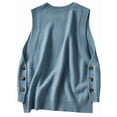 thumbnail image 3 of Women'S Round Neck Sleeveless Pullover Ribbed Knit Sweater Vest Top  Blue L, 3 of 7