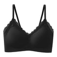 thumbnail image 2 of Bixock Women's Wireless Bras Solid Color Lace Details Posture Correction Thin Padding Breathable Fabric Gentle Lift All Day Daily Wear Bra, 2 of 3