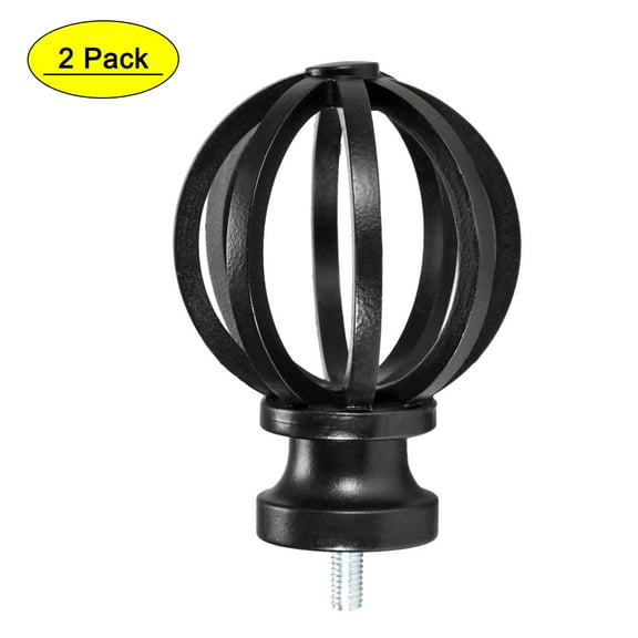 Uxcell Curtain Rod Finials Plastic M5 Thread Dia 2.6 inch x 1.89 inch Black 2Pack