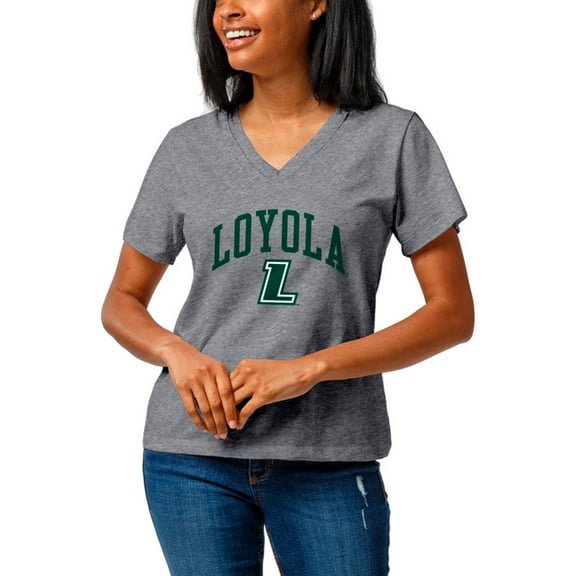 Women's League Collegiate Wear  Heather Gray Loyola Greyhounds Intramural Boyfriend Tri-Blend V-Neck T-Shirt