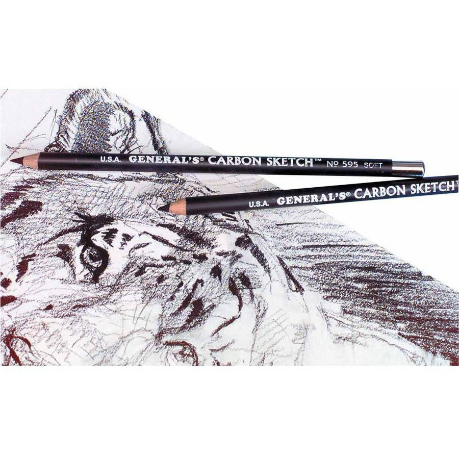 General's Round Carbon Sketch Pencil, 4B Soft Tip, Black, Pack of 12