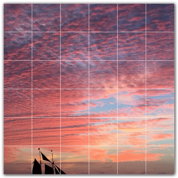 Picture-Tiles.com: Boat Ceramic Tile Wall Mural WAL500226-66M. 36"W x 36"H using (36) 6" x 6" Ceramic Tiles-Satin Finish
