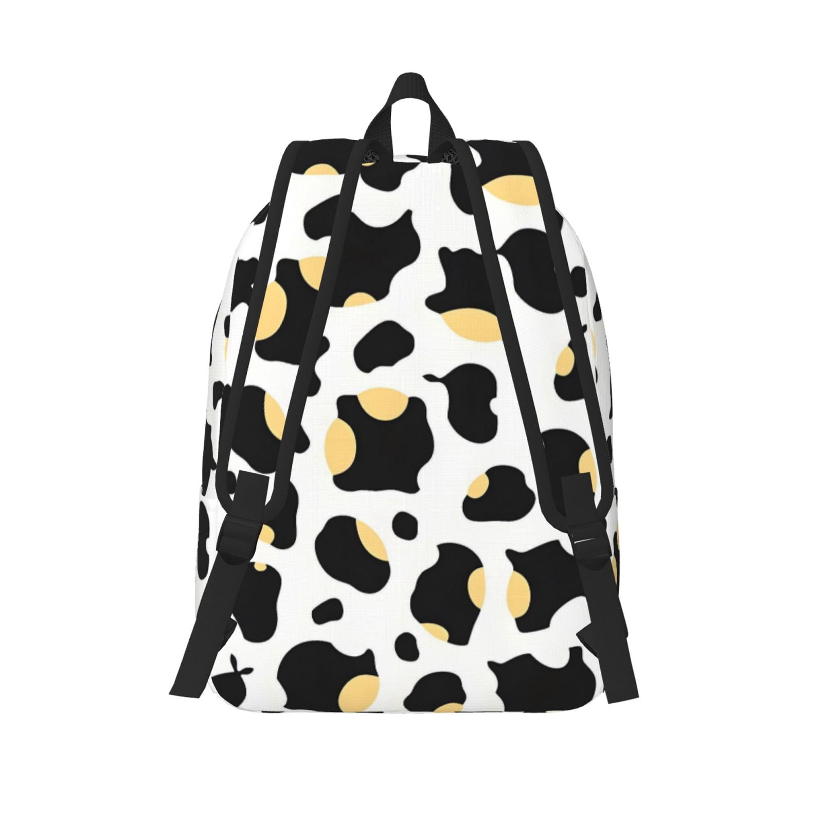 Casual Canvas Backpack Without Interlayer Large Capacity Stick Bag Design For Outdoor Shopping Office Outdoor Sports Simple Cow Print Pattern1_2 Medium