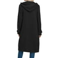thumbnail image 4 of Luwomo Leisure Jackets for Womens Loose Fit Long Sleeve Hooded Zippered Long Cardigan Sweatershirt Coat Blouses Black,L, 4 of 6