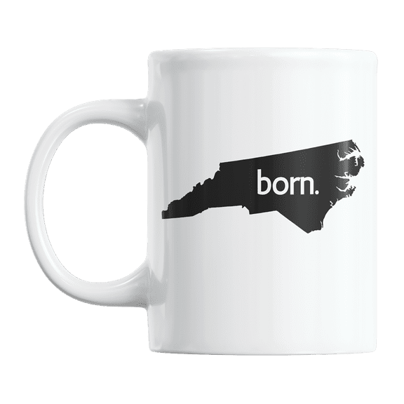 North Carolina Born & NC USA State Map, US Citizen Coffee & Tea Mug Cup (11oz)