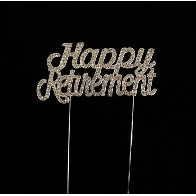 Tian Sweet Happy Retirement Rhinestone Cake Toppers - Silver