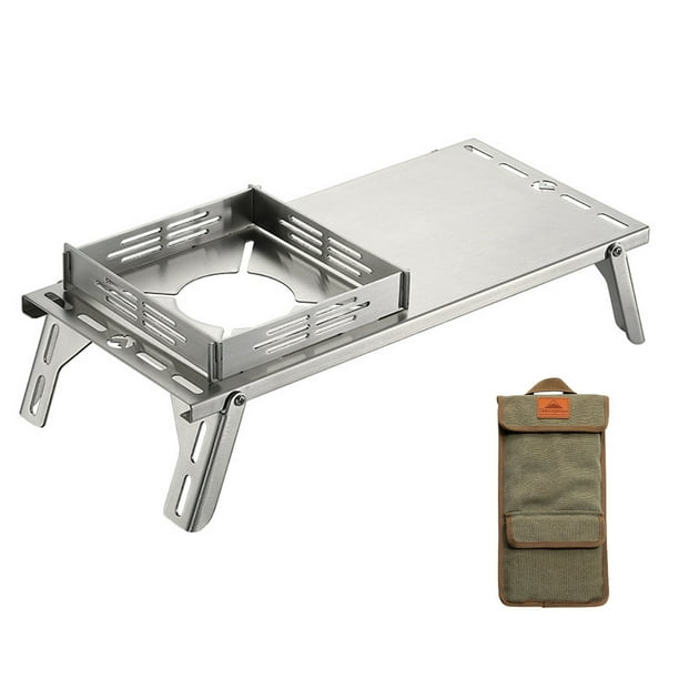Mesa de camping portátil con estufa, mesa de camping plegable, mesa de camping pequeña