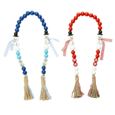 

2pcs Christmas Style Wooden Bead Pendants Xmas Wood Bead Craft Hanging Decors